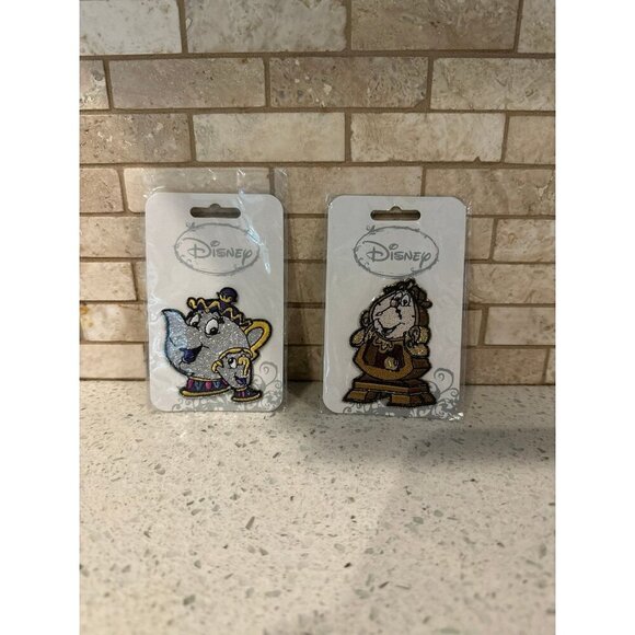 Disney Cogsworth Princess Belle Clock Glitter Embroidered Iron On Patch bundle - Picture 1 of 2